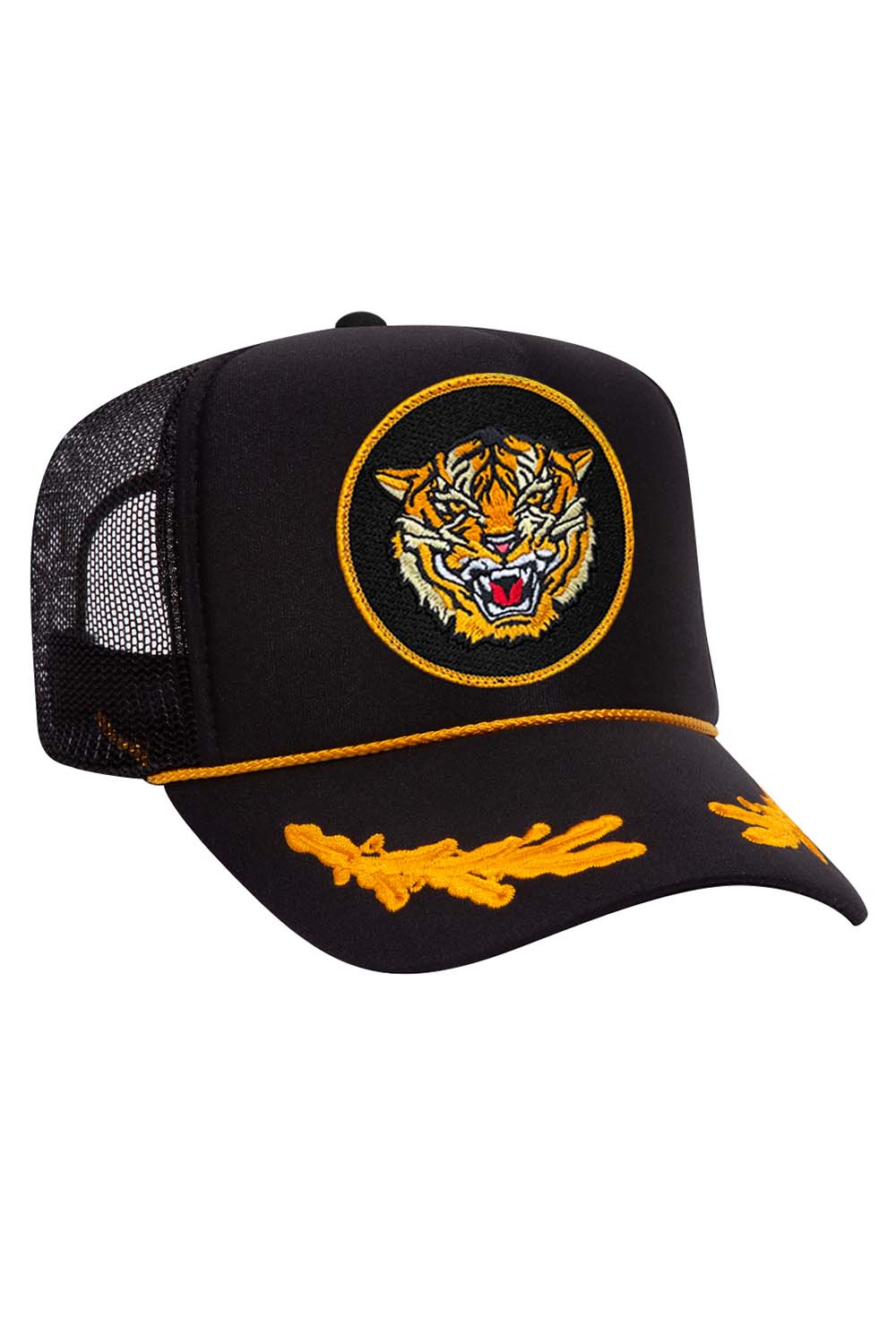 DREAMLAND TIGER VINTAGE LEAF TRUCKER HAT - BLACK