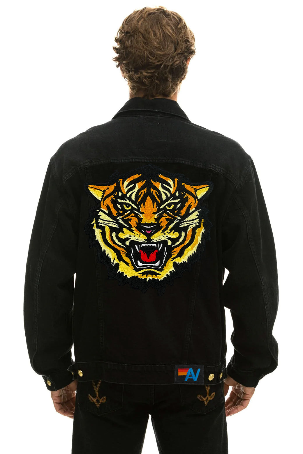 DREAMLAND TIGER OVERSIZED CONCERT DENIM JACKET - VINTAGE BLACK