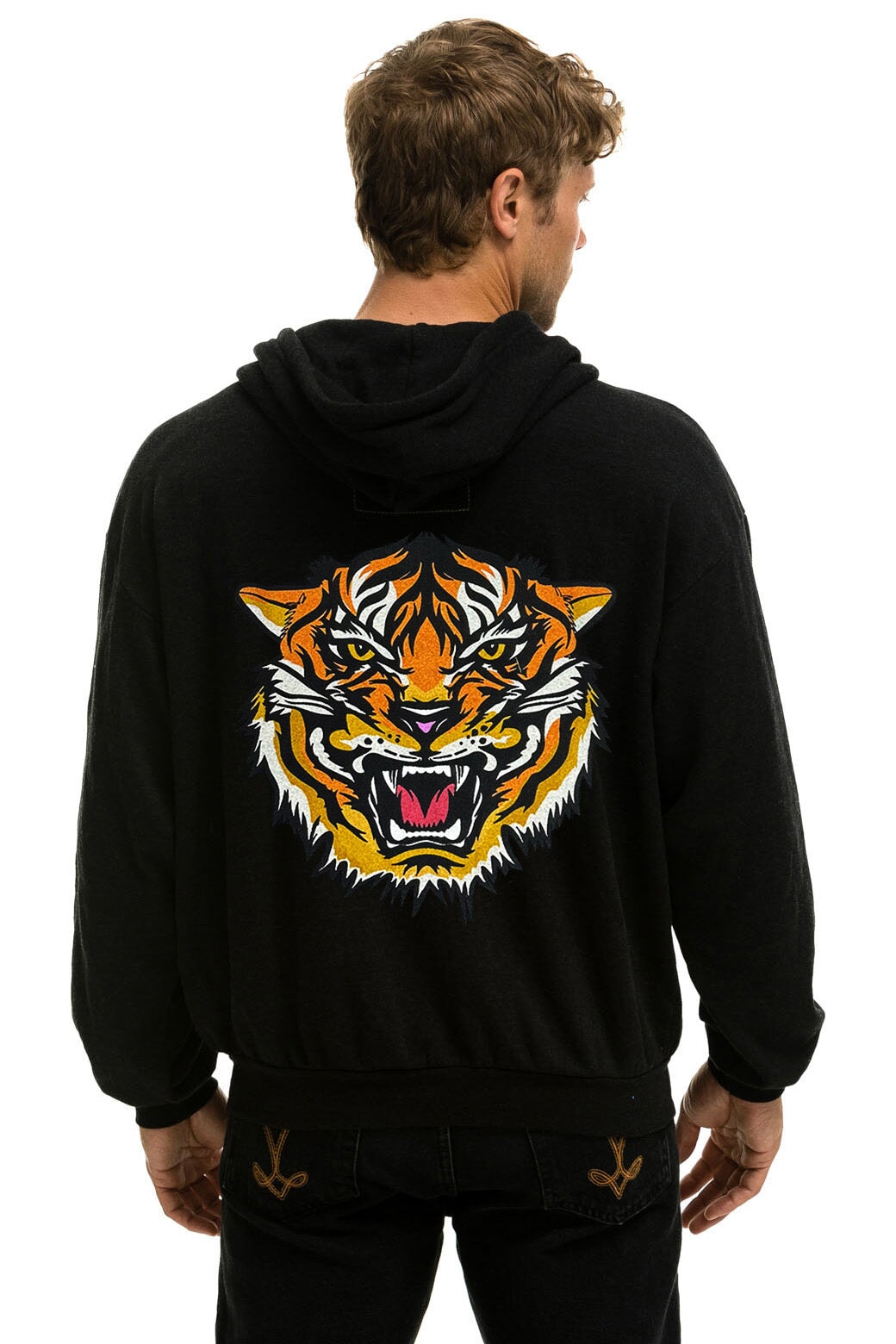 DREAMLAND TIGER RELAXED ZIP HOODIE - BLACK