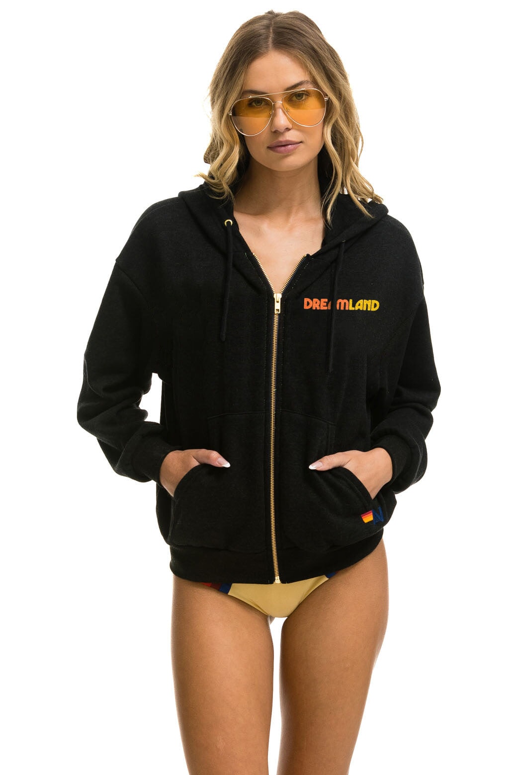 DREAMLAND TIGER RELAXED ZIP HOODIE - BLACK